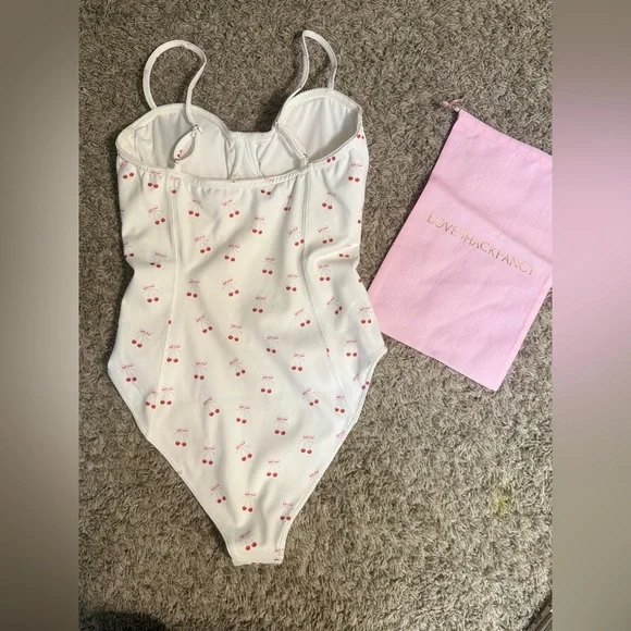 LoveShackFancy Veranda Mina One Piece | Cherry Bow Print | Dustbag | NWT | S - Picture 8 of 15